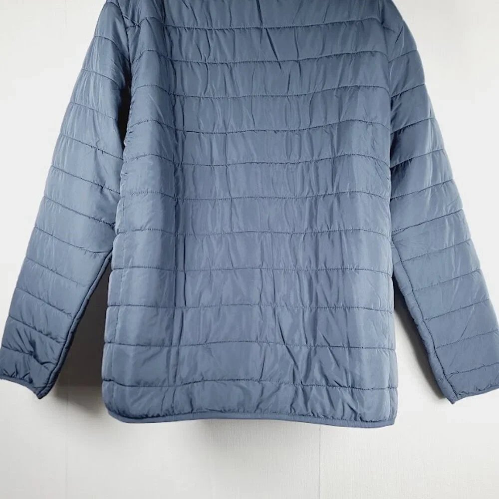 Voyager Men's Navy Polar Fleece Lined Padded Winter Puffer Jacket Size L